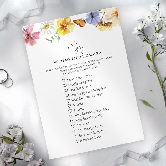 Capture the Liebe I Spy Boho Wedding Game Card Einladung