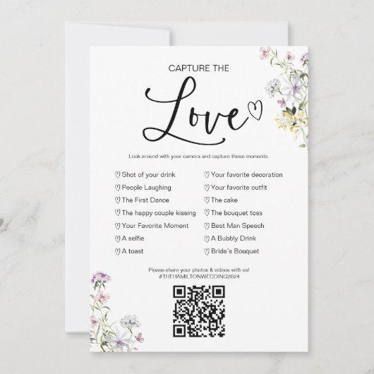 Capture the Liebe I Spy Wedding Game with QR Einladung (Vorderseite)