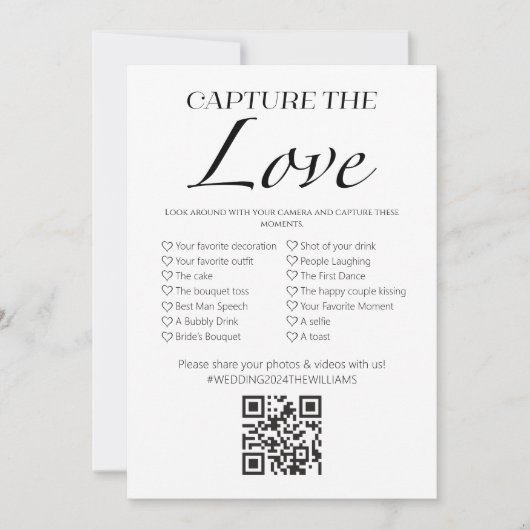 Capture the Liebe I Spy Wedding with QR Game Card Einladung (Vorderseite)