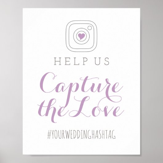 Capture the Liebe Lila Wedding Hashtag Sign Poster (Vorne)