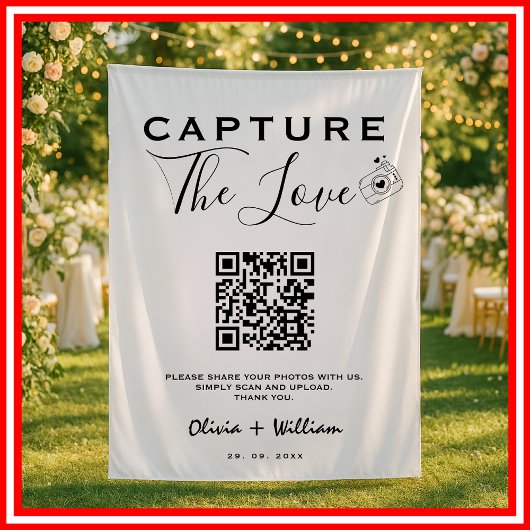 Capture the Liebe Modern QR Code Wedding Backgroun Wandteppich