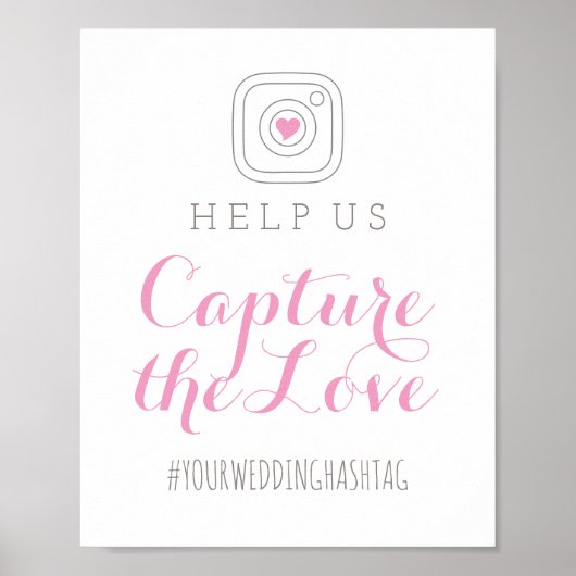 Capture the Liebe Pink Wedding Hashtag Sign Poster (Vorne)