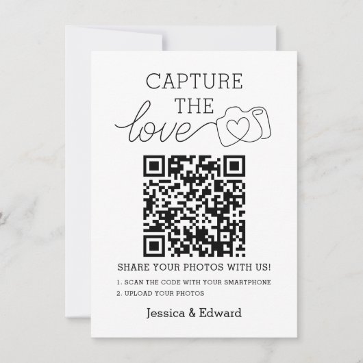 Capture the Liebe QR Code Black Chic Moderne Hochz (Vorderseite)