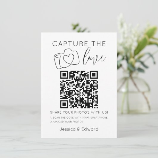 Capture the Liebe QR Code Black Chic Moderne Hochz (Stehend Vorderseite)