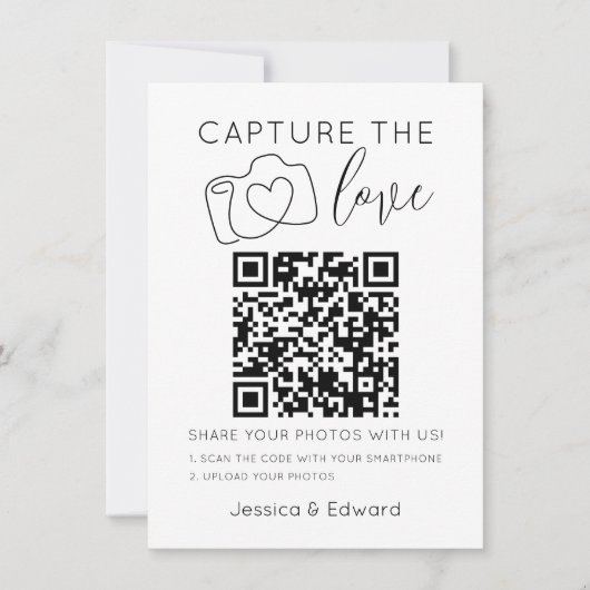 Capture the Liebe QR Code Black Chic Moderne Hochz (Vorderseite)