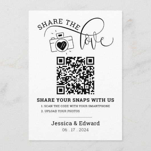 Capture the Liebe QR Code Black Chic Moderne Hochz (Vorderseite)