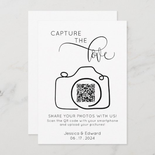 Capture the Liebe QR Code Black Chic Moderne Hochz (Vorne/Hinten)