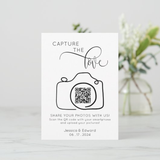 Capture the Liebe QR Code Black Chic Moderne Hochz (Stehend Vorderseite)