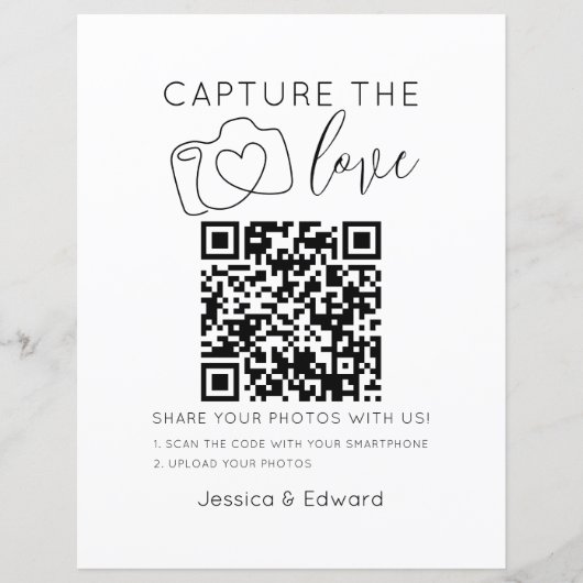 Capture the Liebe QR Code Black Chic Moderne Hochz (Vorderseite)
