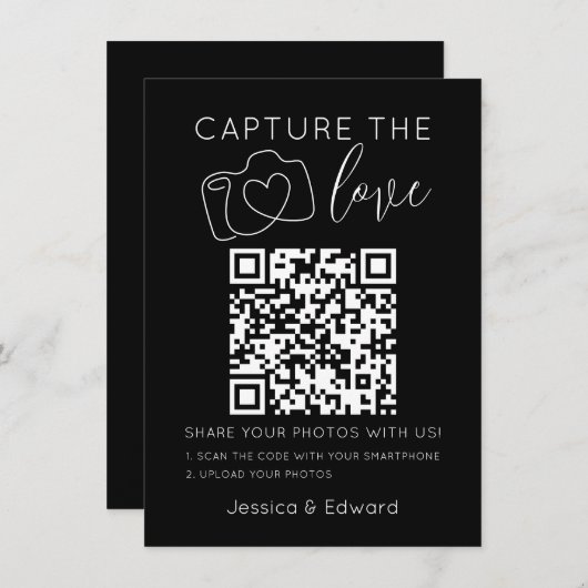Capture the Liebe QR Code Black Chic Moderne Hochz (Vorne/Hinten)