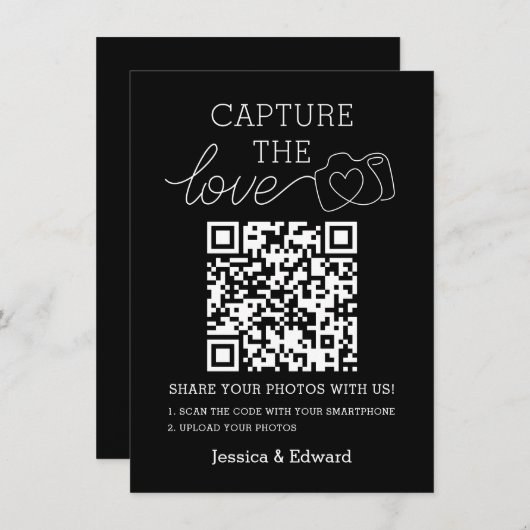 Capture the Liebe QR Code Black Chic Moderne Hochz (Vorne/Hinten)