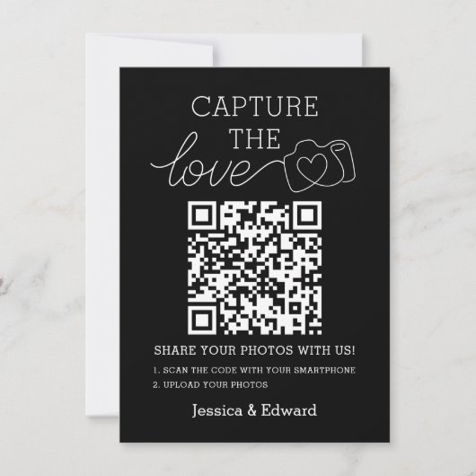 Capture the Liebe QR Code Black Chic Moderne Hochz (Vorderseite)