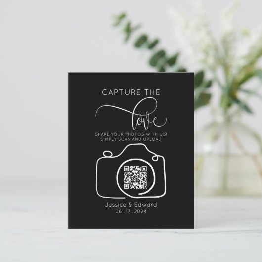 Capture the Liebe QR Code Black Chic Moderne Hochz (Stehend Vorderseite)