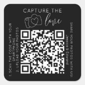 Capture the Liebe QR Code Black Chic Moderne Hochz Quadratischer Aufkleber (Vorderseite)