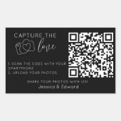 Capture the Liebe QR Code Black Chic Moderne Hochz Rechteckiger Aufkleber (Vorderseite)