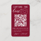 Capture the Liebe QR Code Foto Burgundy Wedding Platzkarte (Vorderseite)