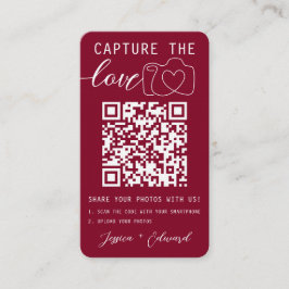 Capture the Liebe QR Code Foto Burgundy Wedding Platzkarte