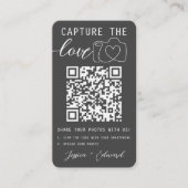 Capture the Liebe Qr Code Foto Gray White Wedding Platzkarte (Vorderseite)