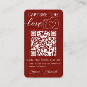 Capture the Liebe Qr Code Foto Red White Wedding Platzkarte (Vorderseite)