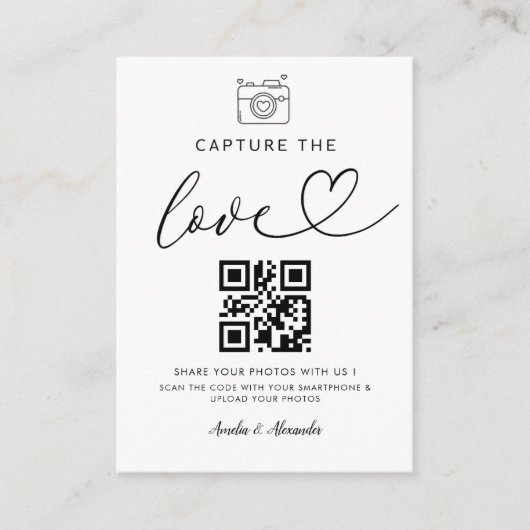 Capture the Liebe Qr Code Foto Wedding Sign Begleitkarte (Vorderseite)