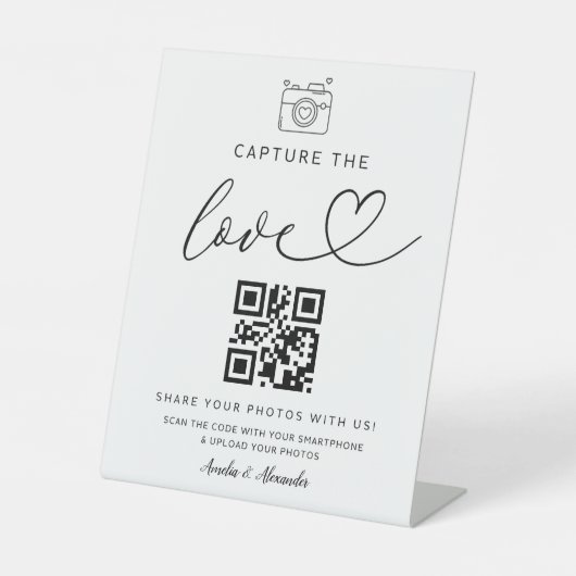 Capture the Liebe Qr Code Foto Wedding Sign Sockelschild (Vorderseite)