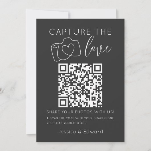 Capture the Liebe QR Code Gray Chic Moderne Hochze (Vorderseite)