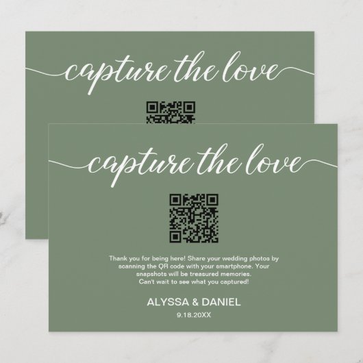 Capture the Liebe QR Code Hochzeit Foto Share Begleitkarte (Vorne/Hinten)
