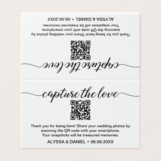 Capture the Liebe QR Code Hochzeit Foto Sharing (Außenseite Aufgefaltet)