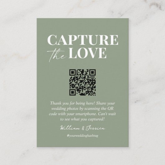 Capture the Liebe QR Code Hochzeit Foto Sharing Begleitkarte (Vorderseite)