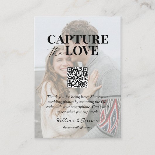 Capture the Liebe QR Code Hochzeit Foto Sharing Begleitkarte (Vorderseite)