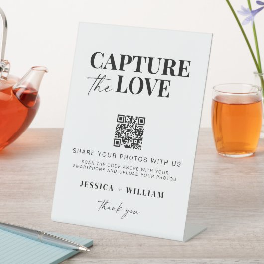 Capture the Liebe QR Code Hochzeit Foto Sharing Sockelschild (In Situ)