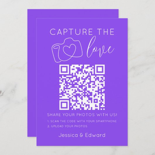 Capture the Liebe Qr Code Lavender Indigo Moderne (Vorne/Hinten)