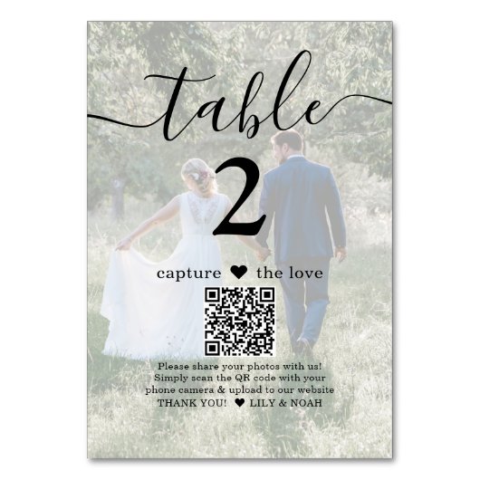 Capture the Liebe QR Code Light 2 Foto Wedding Tischnummer (Vorderseite)