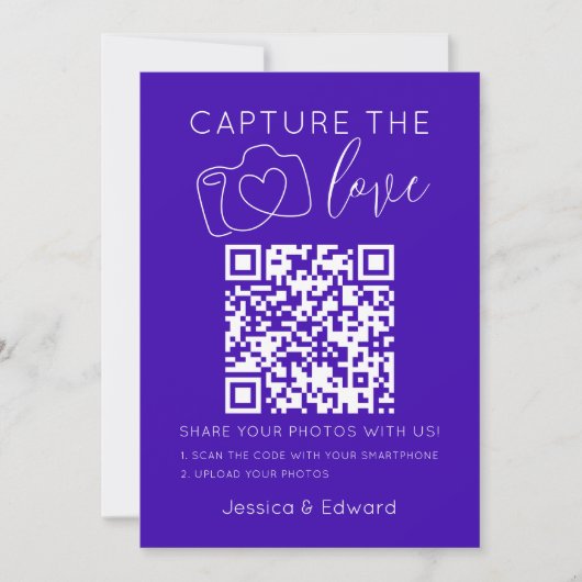 Capture the Liebe Qr Code Neon Blue Minimal Modern (Vorderseite)