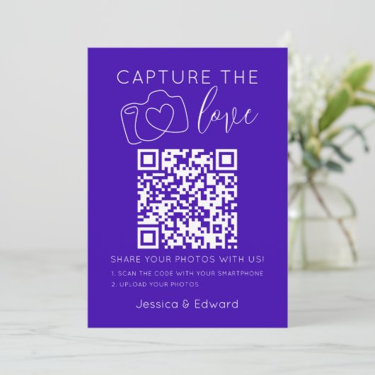 Capture the Liebe Qr Code Neon Blue Minimal Modern (Stehend Vorderseite)