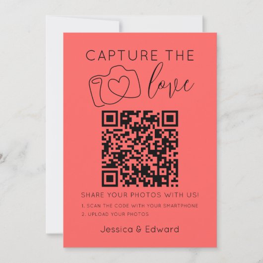 Capture the Liebe QR Code Pastel Red Modern Weddin (Vorderseite)