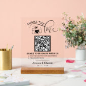 Capture the Liebe Qr Code Schwarz-weiß Chic Weddin Acrylschild (Hochzeit)