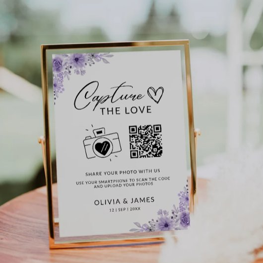 Capture the Liebe Qr Code Sign, Lila Einladung