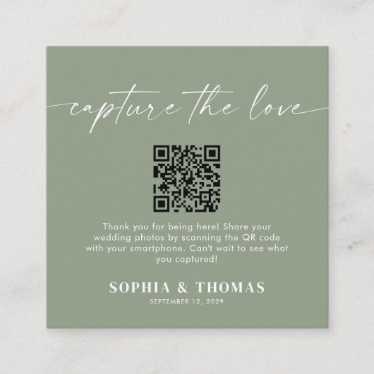 Capture the Liebe QR Code Wedding Foto Sharing Begleitkarte (Vorderseite)