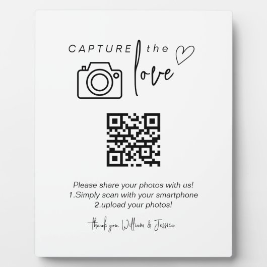 Capture the Liebe QR Code, Wedding Foto Signs Fotoplatte (Vorderseite)