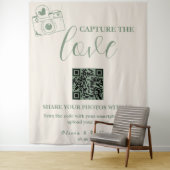 Capture the Liebe Sage Green QR Wedding Background Wandteppich (Beispiel)