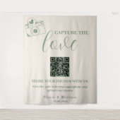 Capture the Liebe Sage Green QR Wedding Background Wandteppich (Vorderseite)