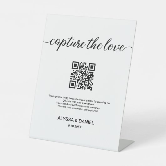 Capture the Liebe Share Wedding Fotos QR-Code Sockelschild (Vorderseite)