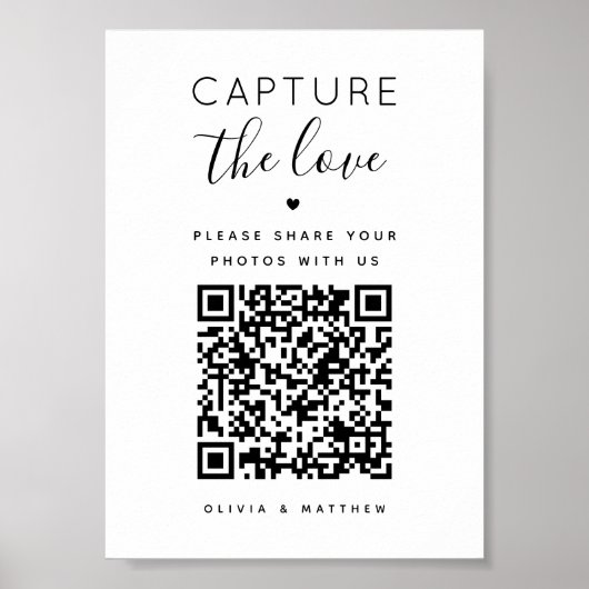 Capture the Liebe sign. Schwarz-weiße QR Code Hoch Poster (Vorne)