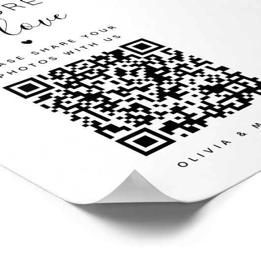 Capture the Liebe sign. Schwarz-weiße QR Code Hoch Poster (Ecke)