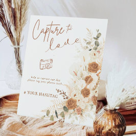 Capture the Liebe Terracotta QR Wedding Hashtag Sockelschild