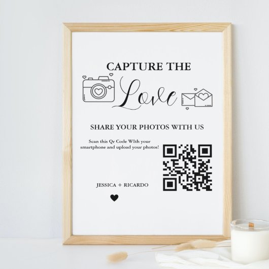 Capture the Liebe Wedding QR Code Card Foto Sign Poster