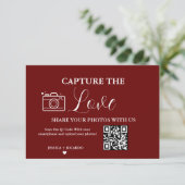 Capture the Liebe Wedding QR Code Foto Card Einladung (Stehend Vorderseite)