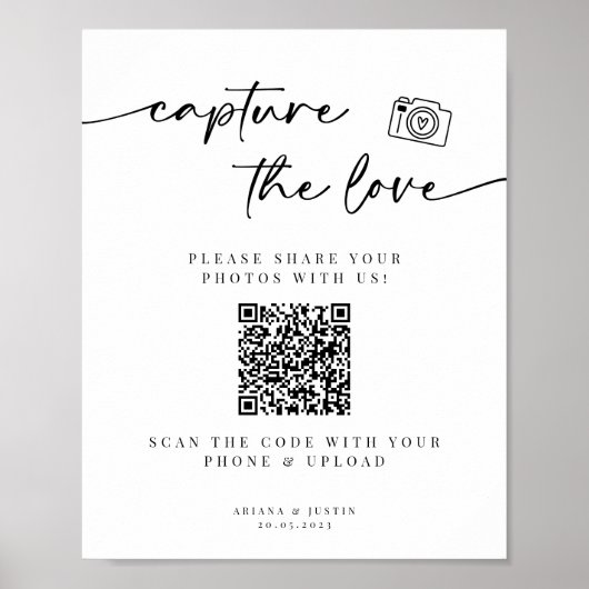 Capture the Liebe Wedding Sign with QR Code Poster (Vorne)