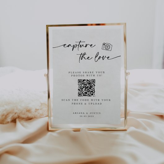 Capture the Liebe Wedding Sign with QR Code Poster